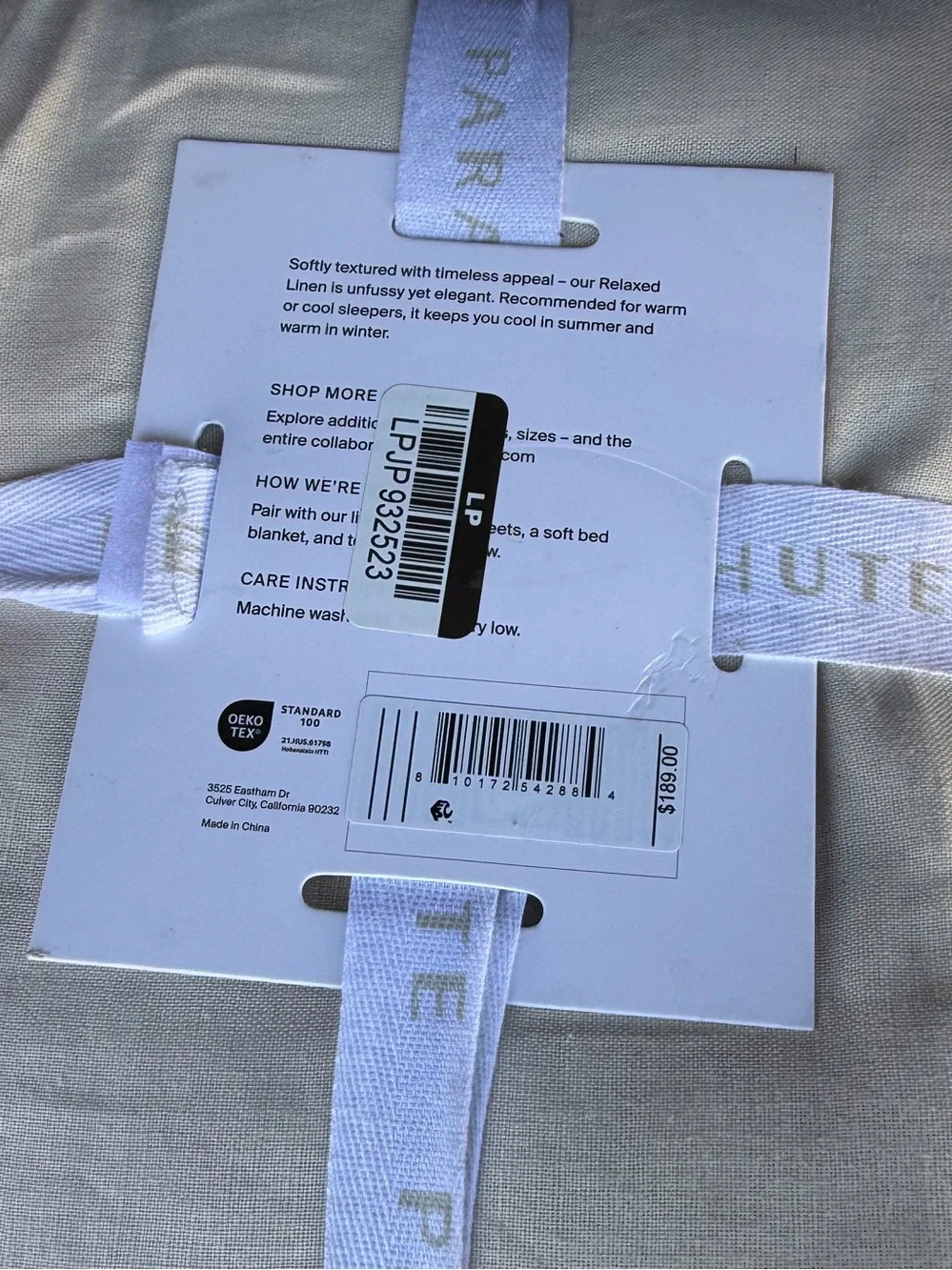 PARACHUTE NWT Full/Queen Relaxed Linen Duvet Cover & Sham Set -Parchment
